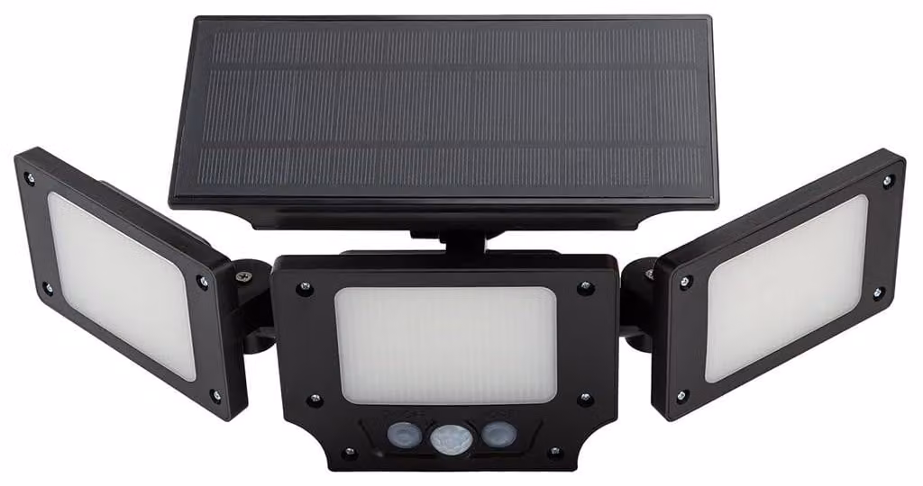 Lampada solare a LED, tripla, 360 lumen, 6500 K, con sensore