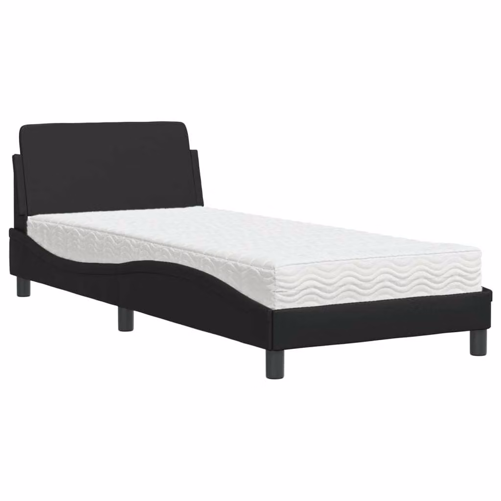 Letto con Materasso Dover Nero 90x200 cm in Pelle finta