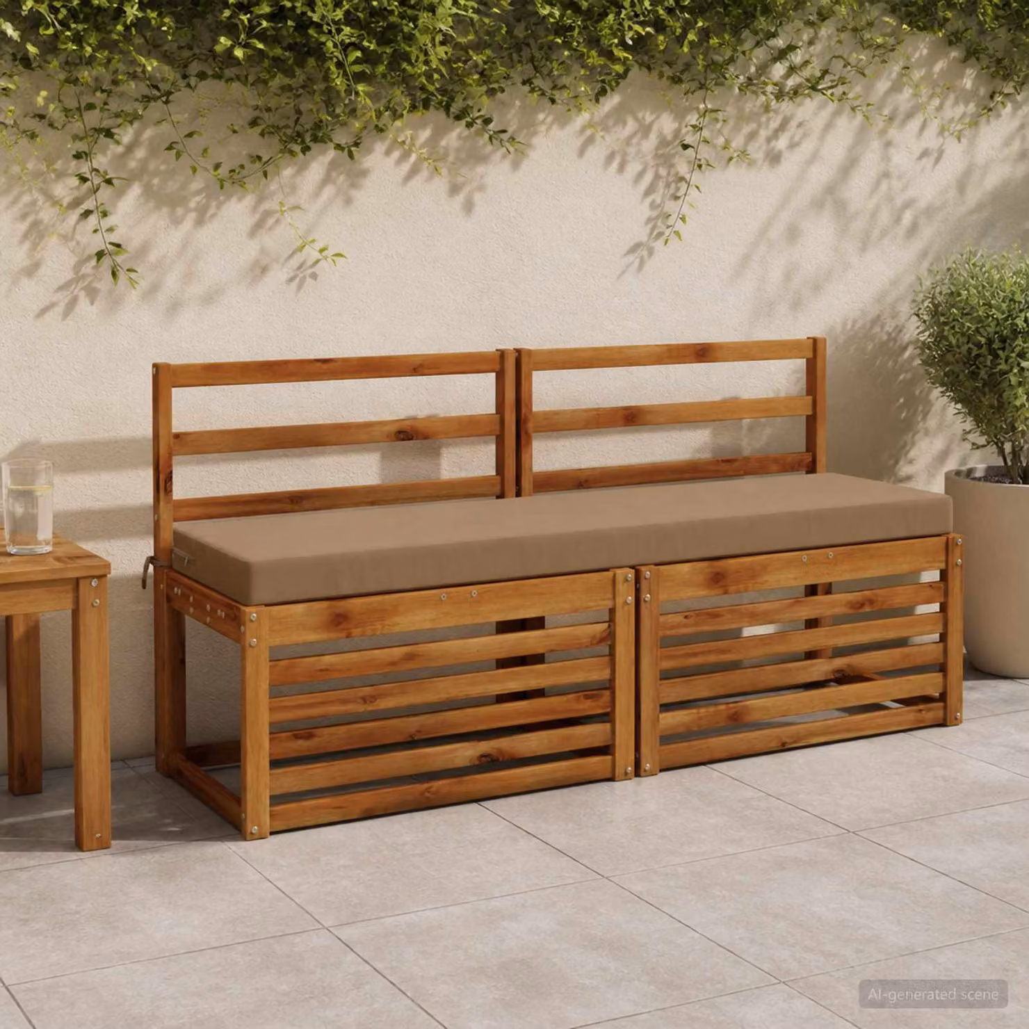 Cuscino per panchina vidaXL SOEST in poliestere beige con rivestimento rimovibile e resistente ai raggi UV