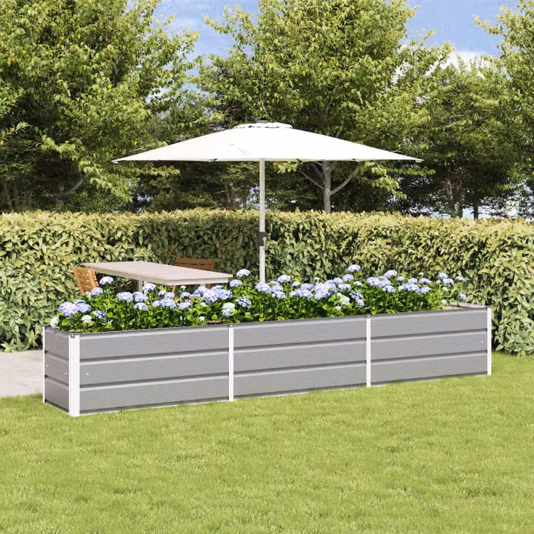 Fioriera vidaXL in acciaio zincato grigio chiaro L: 290 cm, P: 50 cm, H: 45 cm