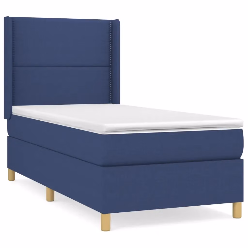 Letto Ibrido vidaXL con Giroletto a Molle e Materasso Blu e Bianco, L/P/H: 90 x 190 x 31 cm – 2