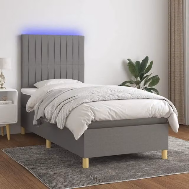 Letto Ibrido con Materasso a Molle Insacchettate vidaXL, Grigio, L: 100 cm, P: 200 cm, H: 203 cm
