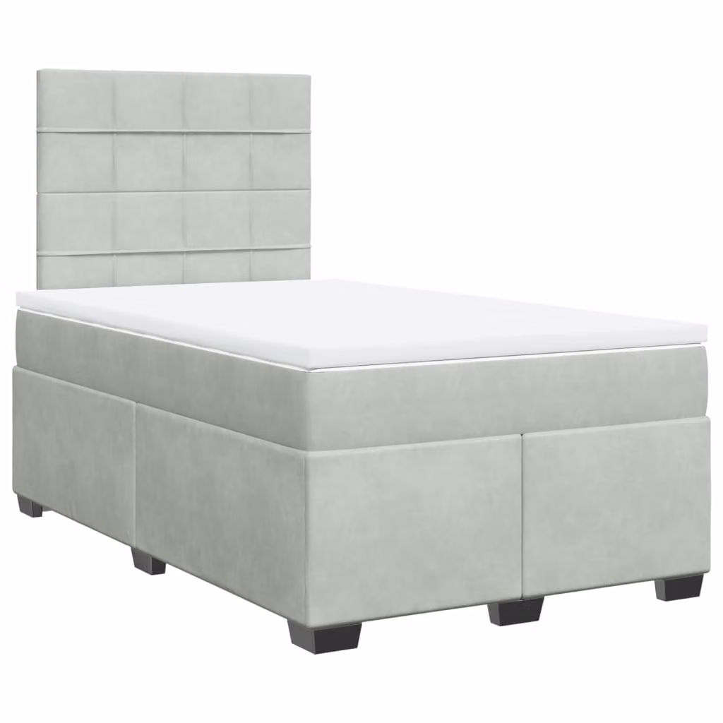 Giroletto a Molle con Materasso Grigio Chiaro 120x200cm Velluto