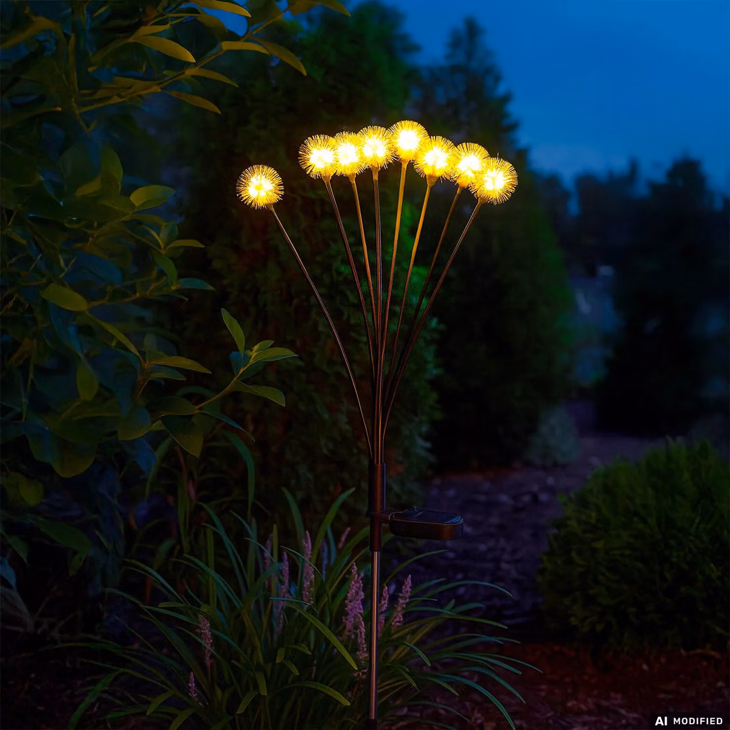 Dictrolux Lampada Solare LED da Giardino con Effetto Soffione, Luce Bianca Calda, Colore Nero, Altezza: 71 cm – 2