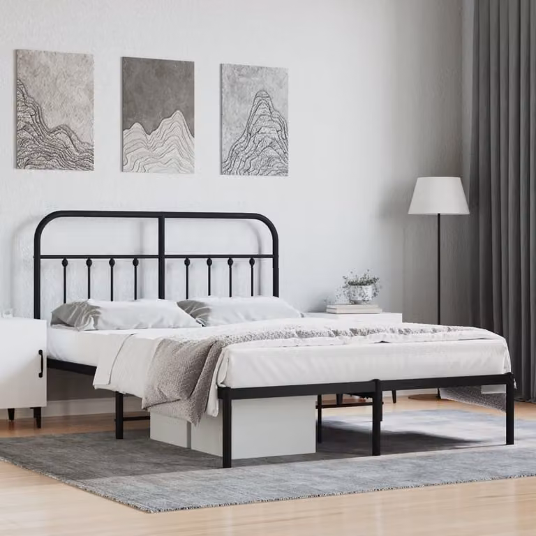 vidaXL Struttura letto con testiera in metallo nero 140x190 cm - Struttura letto - Cornici letto - Struttura letto - Letto