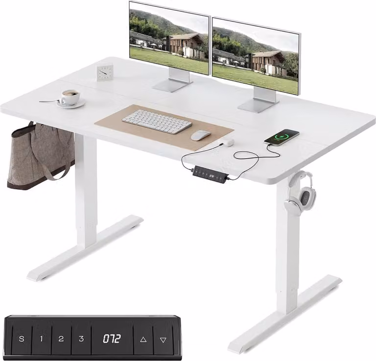 Scrivania FEZIBO regolabile elettricamente in altezza 120x60 cm con comando a memoria