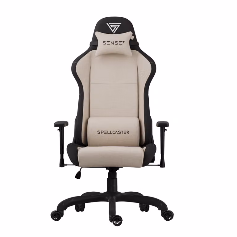 Sense7 Spellcaster FUKU sedia da gioco, poltrona da gioco, sedia da ufficio, sedia da scrivania ergonomica, 120 kg, tessuto, beige