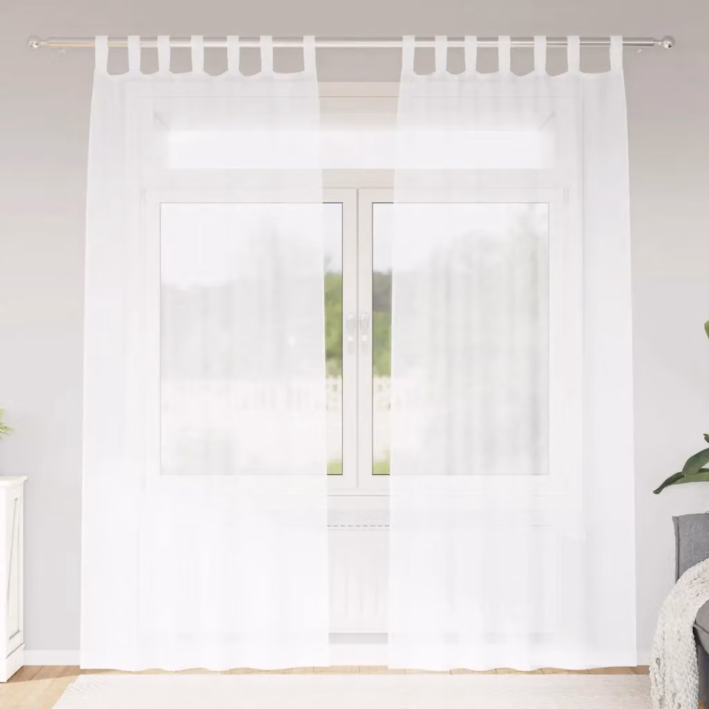 Set di 2 tendine velate vidaXL in poliestere bianco, H: 245 cm, L: 140 cm