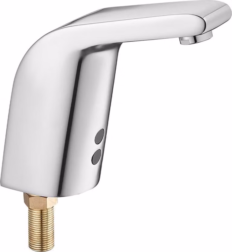 Rubinetto touchless per lavabo da bagno, rubinetto automatico con sensore di movimento per WC, acqua fredda con foro singolo, alimentato a batteria per lavabo commerciale con tubo da 9,5 mm, cromato argento