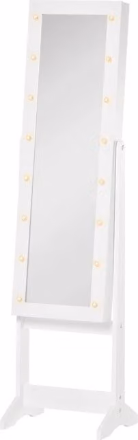 Specchiera portagioie da terra HOMCOM con 16 luci LED bianco caldo L/P/H: 36 x 30 x 136 cm