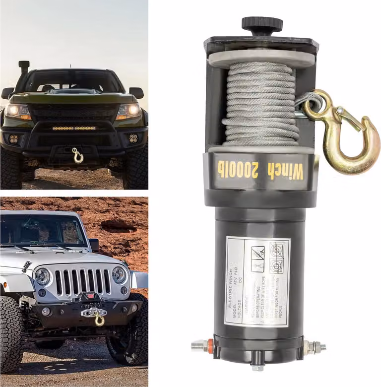 Argano elettrico a cavo - 12V DC - Cavo d'acciaio - Telecomando manuale con cavo - Per fuoristrada, ATV/UTV, barca, agricoltura - Nero