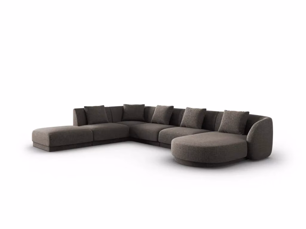 Divano panoramico sinistro Tulum di Cosmopolitan Design, modello a L da 6 posti in ciniglia grigio, L/P/H: 330 x 181 x 70 cm – 2