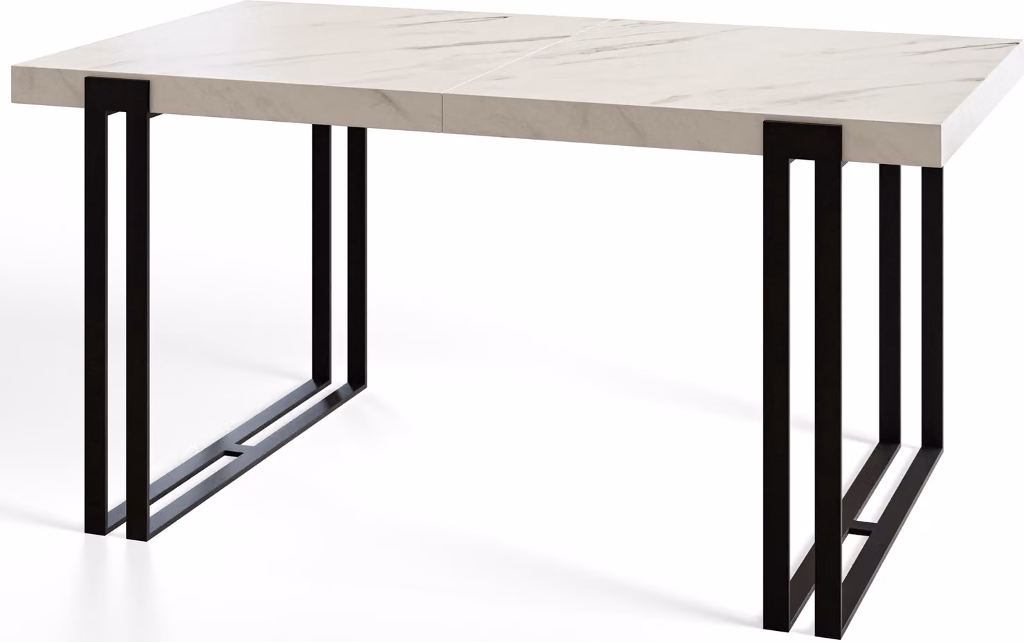 Alpi Moebel, tavolo da pranzo rettangolare rosa, tavolo allungabile moderno 180-280 x 90 x 77 cm, marmo con gambe in metallo nero