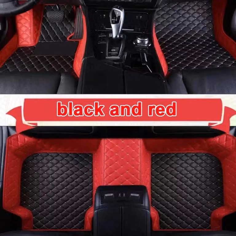 Tappetini per auto, design di interni compatibili con Audi Q6 e-tron, colore nero con dettagli rossi