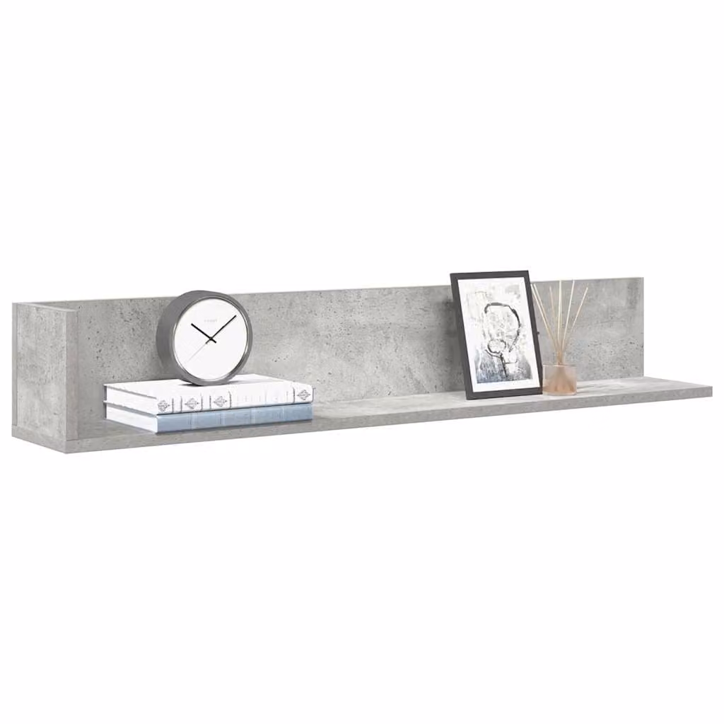 Set di 2 mensole da muro vidaXL in MDF color grigio cemento, L 100 x P 16,5 x H 16,5 cm