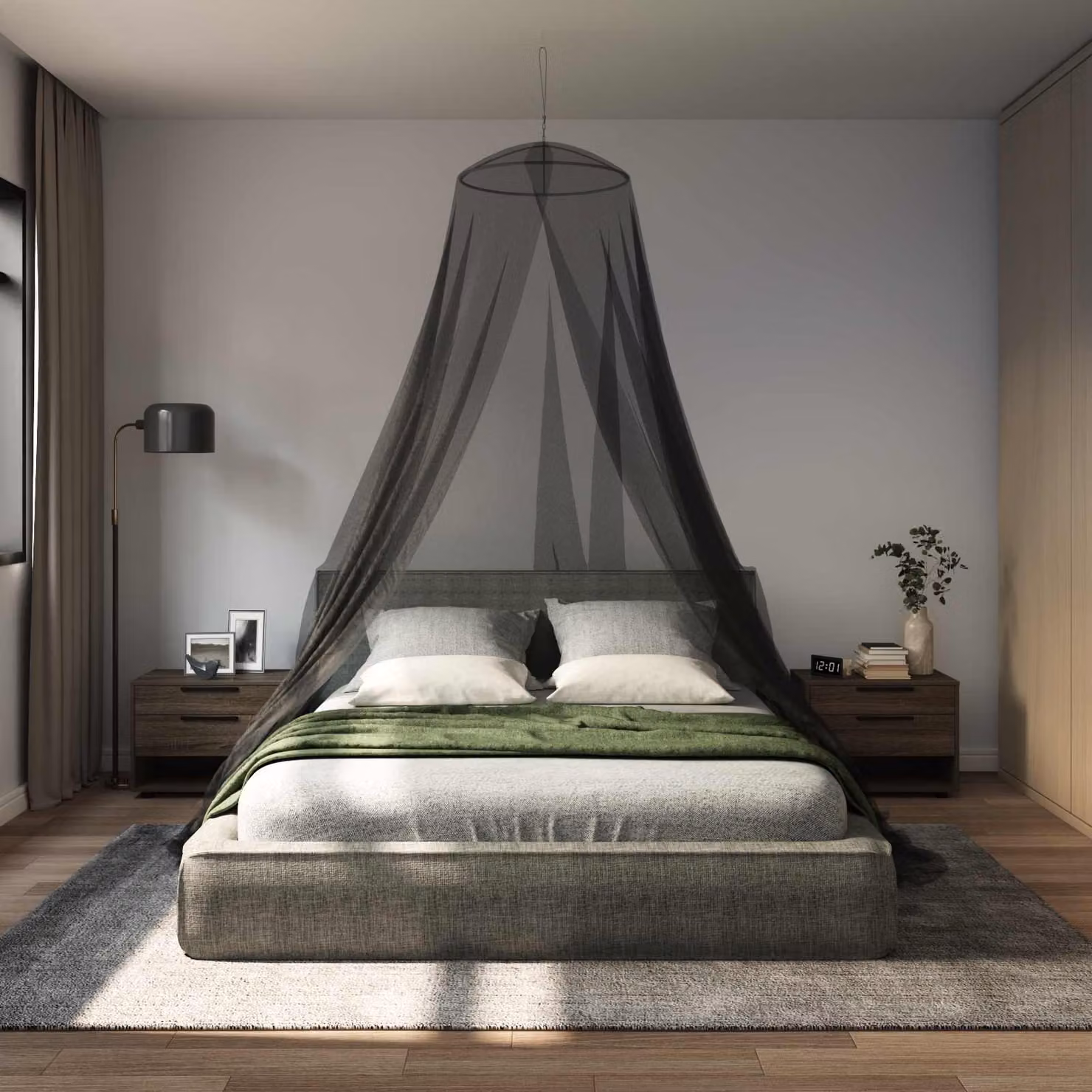 Set di 3 reti per zanzare vidaXL per adulti, colore nero, ⌀56 x 220 cm
