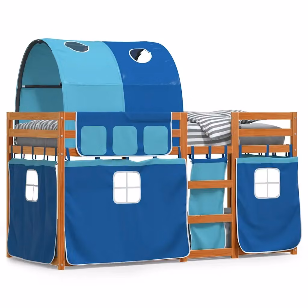 Letto a castello per bambini vidaXL in legno di pino massello blu e marrone L/P/H: 205.5 x 90 x 112 cm – 2
