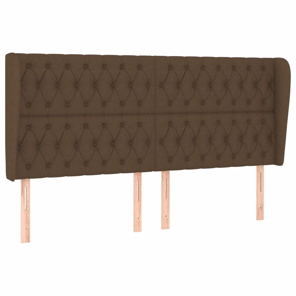 Testiera ad Orecchio Marrone Scuro 183x23x118/128 cm in Tessuto