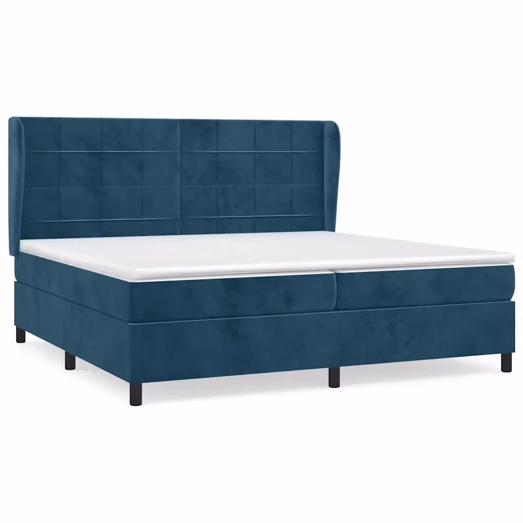 vidaXL Giroletto a Molle Ibrido con Materasso in Velluto Blu, L/P/H: 200 x 200 x 203 cm – 2