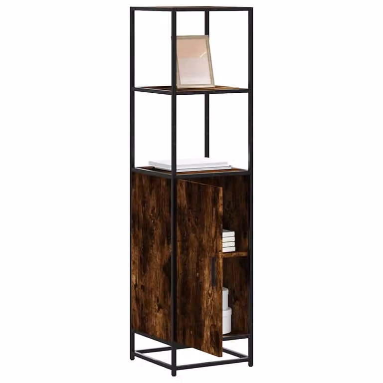 Credenza vidaXL in stile industriale con ante a battente e ripiani interni, Rovere Fumo, L/P/H: 35,5 x 35 x 139 cm