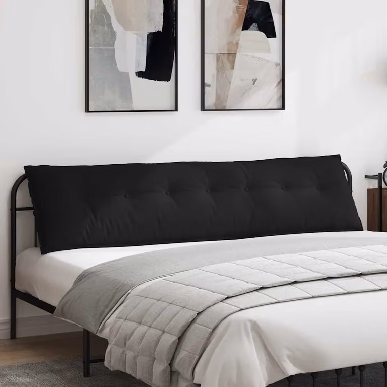 vidaXL Cuscino per Schiena Nero in Microfibra e Poliestere L: 200 cm, H: 50 cm