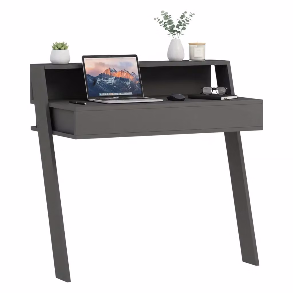 Scrivania da ufficio DMORA Callirrhoe con un cassetto, Nero Antracite, L: 94 cm, P: 50 cm, H: 91 cm – 2