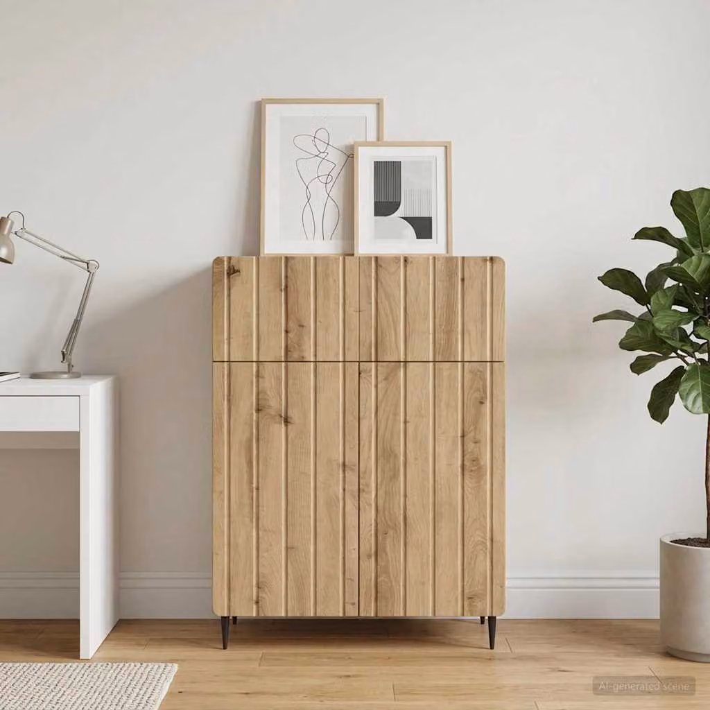 Credenza moderna vidaXL in legno color rovere marrone con finitura opaca L/P/H: 66 x 34,5 x 92 cm