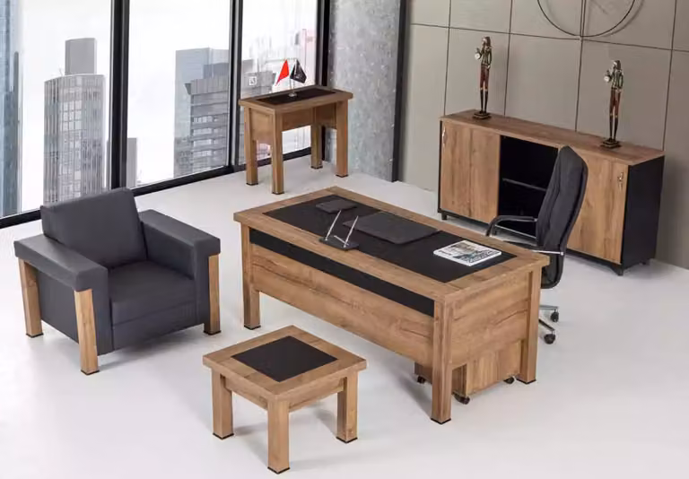Designer Büro Arbeit Zimmer Set Schreibtisch Schrank Komplett Set Möbel 4 tlg