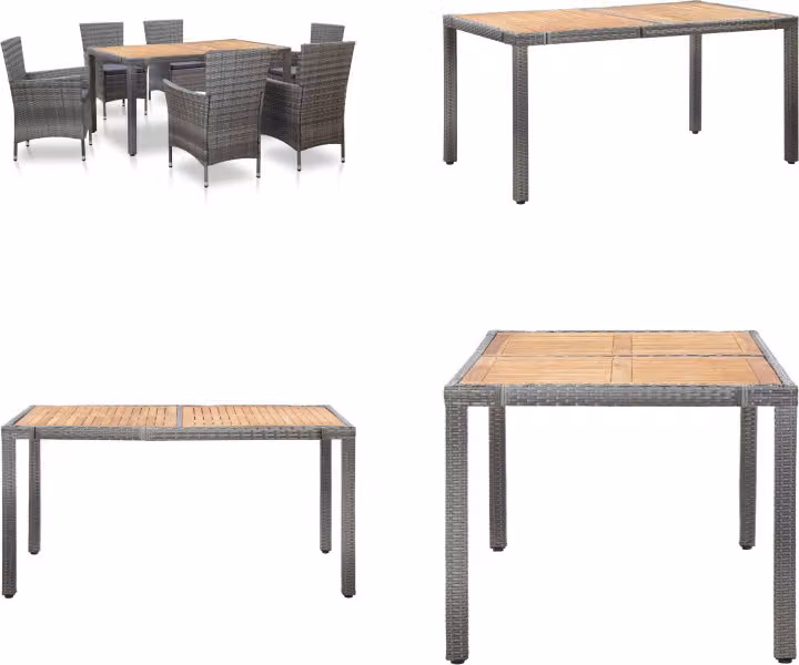 vidaXL set da pranzo da giardino 7 pezzi con cuscini in poly rattan grigio - Set da pranzo da giardino - Set da pranzo da giardino - Set da giardino - Set da giardino
