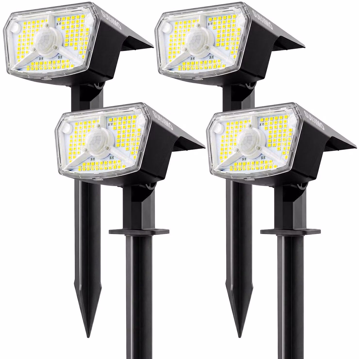 Lampade solari con sensore di movimento, 104 LED, grado di protezione IP65, set da 4