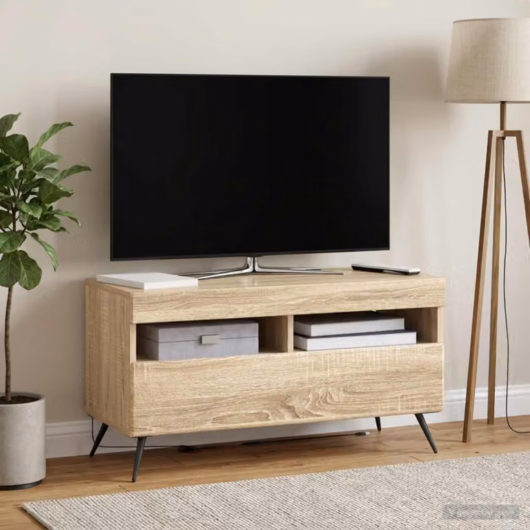 Mobile TV LED vidaXL in legno ingegnerizzato Rovere Sonoma, marrone, L: 81,0 cm, P: 35,0 cm, H: 43,0 cm