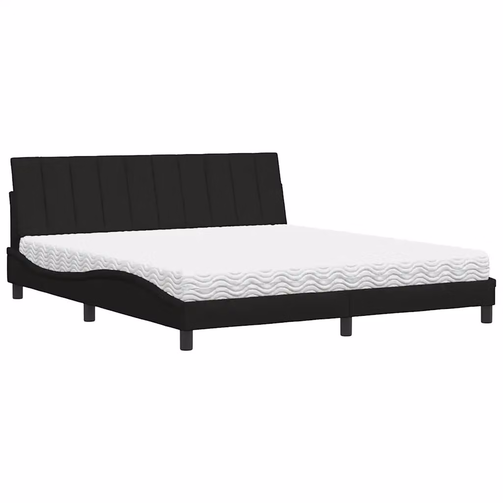 Letto con Materasso Hanko vidaXL in Tessuto Nero e Bianco L/P: 180 x 200 cm – 2