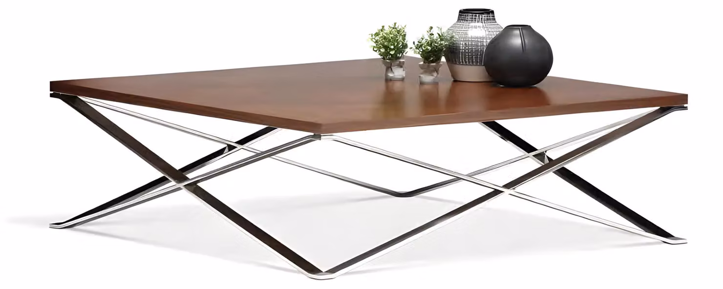 Moderner Couchtisch aus Holz und Metall in Braun