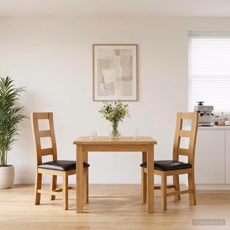 Set di 2 sedie da pranzo moderne vidaXL in legno di quercia massello e similpelle colore nero