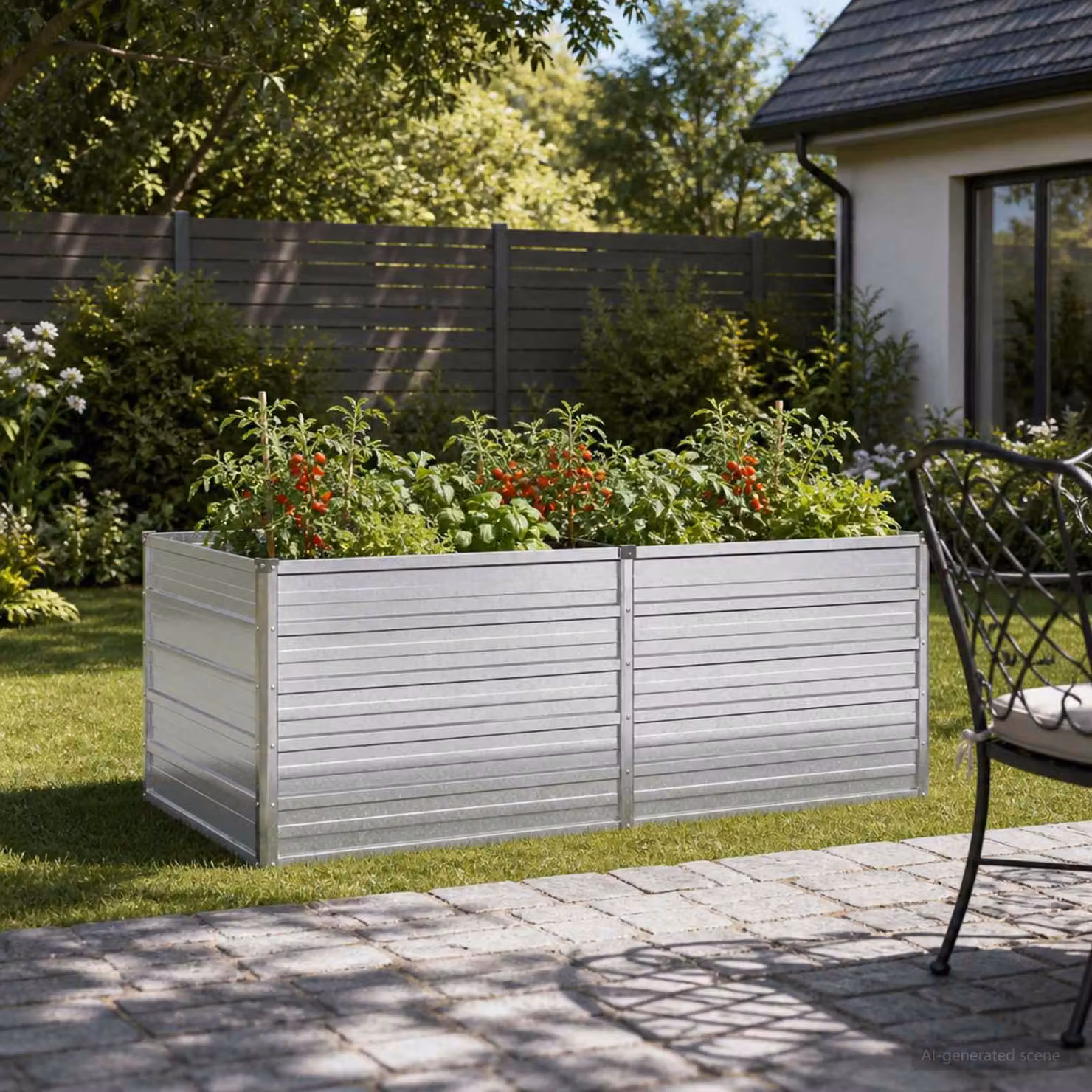 Letto rialzato da giardino vidaXL in acciaio zincato Argento L: 160 cm, P: 80 cm, H: 55 cm