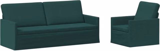 Set di 2 divani moderni vidaXL in tessuto verde con struttura in metallo per il tuo soggiorno