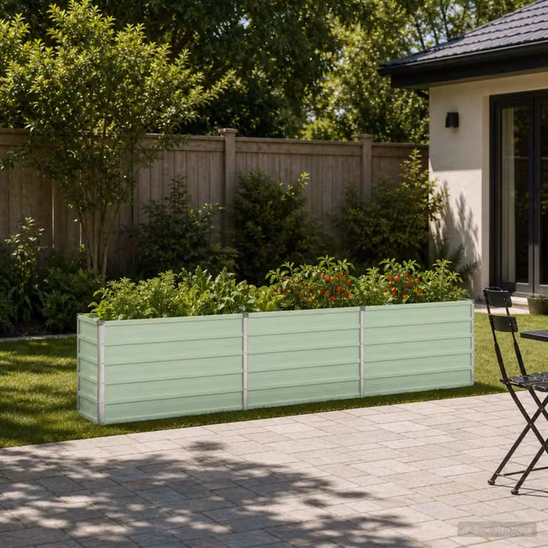 Letto rialzato da giardino vidaXL in metallo Verde, L: 240 cm, P: 40 cm, H: 55 cm