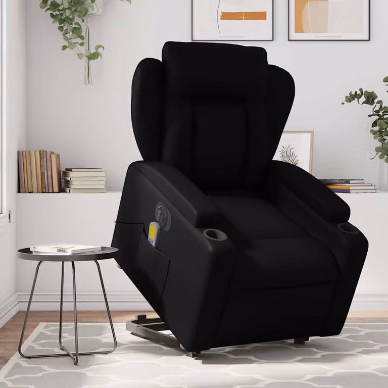 vidaXL Poltrona Alzapersona Elettrica con Massaggio in Similpelle Nera
