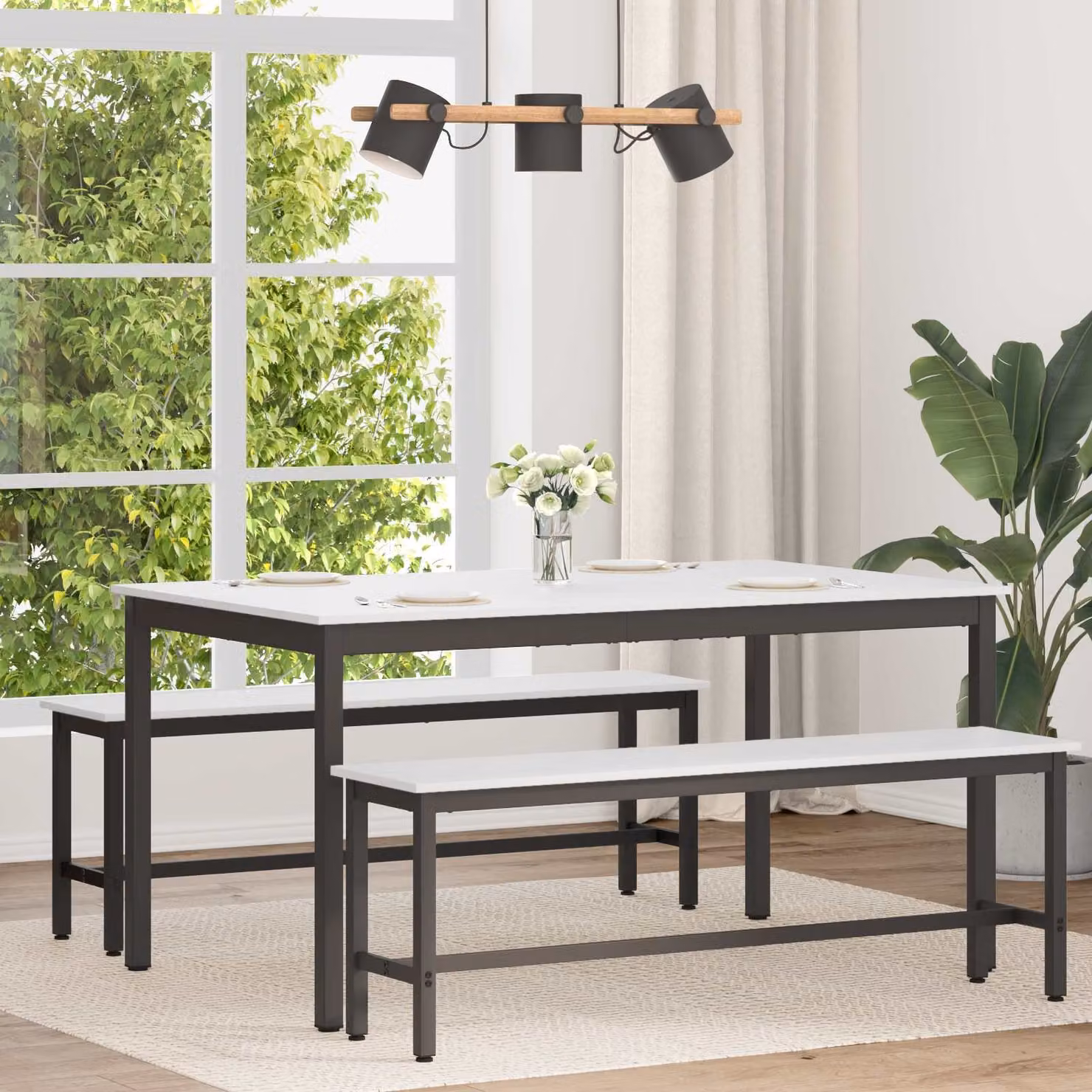 vidaXL Tavolo da pranzo rettangolare in pino massello bianco L: 150 cm, P: 90 cm, H: 75 cm