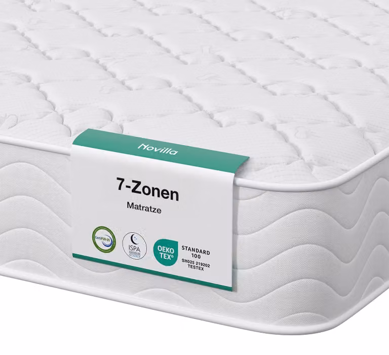 Materasso Novilla, dimensioni 120x200 cm, altezza 22 cm, materasso a molle insacchettate a 7 zone, modello H3