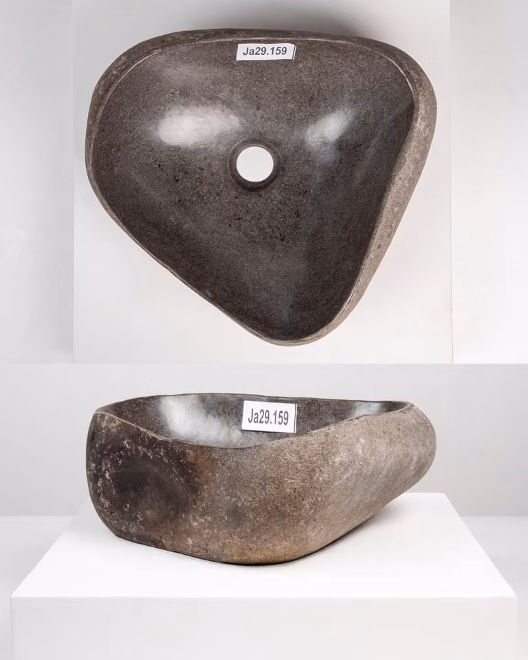 Lavabo in pietra naturale - diametro 40 cm - Grigio