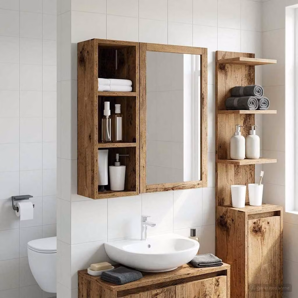 Armadio da bagno a muro vidaXL in legno marrone con ripiani interni, L/P/H: 20 x 16 x 62,5 cm