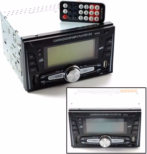 Autoradio Doppio Din Trade Shop Traesio MP3-9002 con USB, SD, FM, Aux, Nero