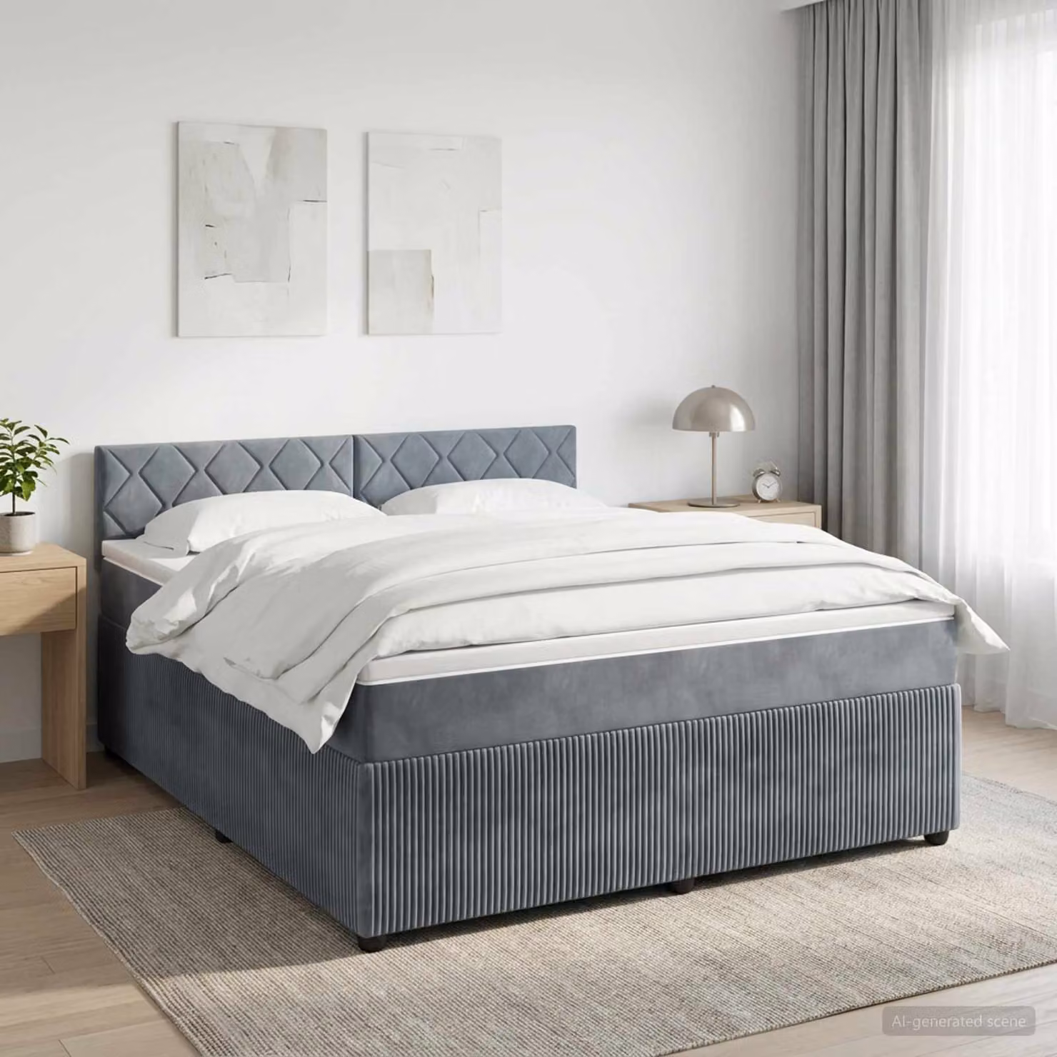 Letto box spring con materasso ibrido vidaXL Grigio Scuro L/P/H: 140 x 200 cm