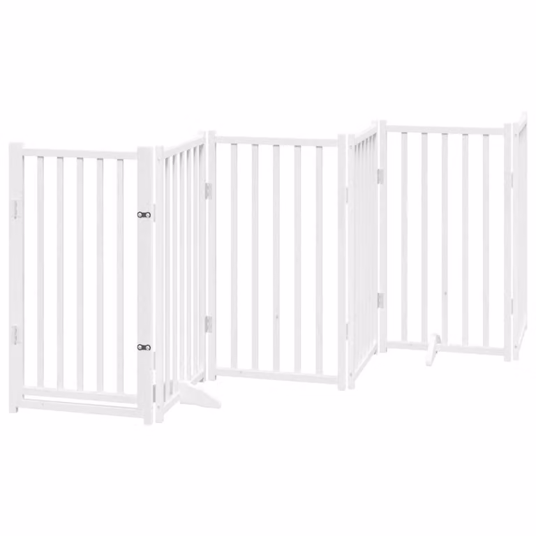 Cancello Cani Pieghevole Bianco 6 Pannelli 300cm Massello Abete