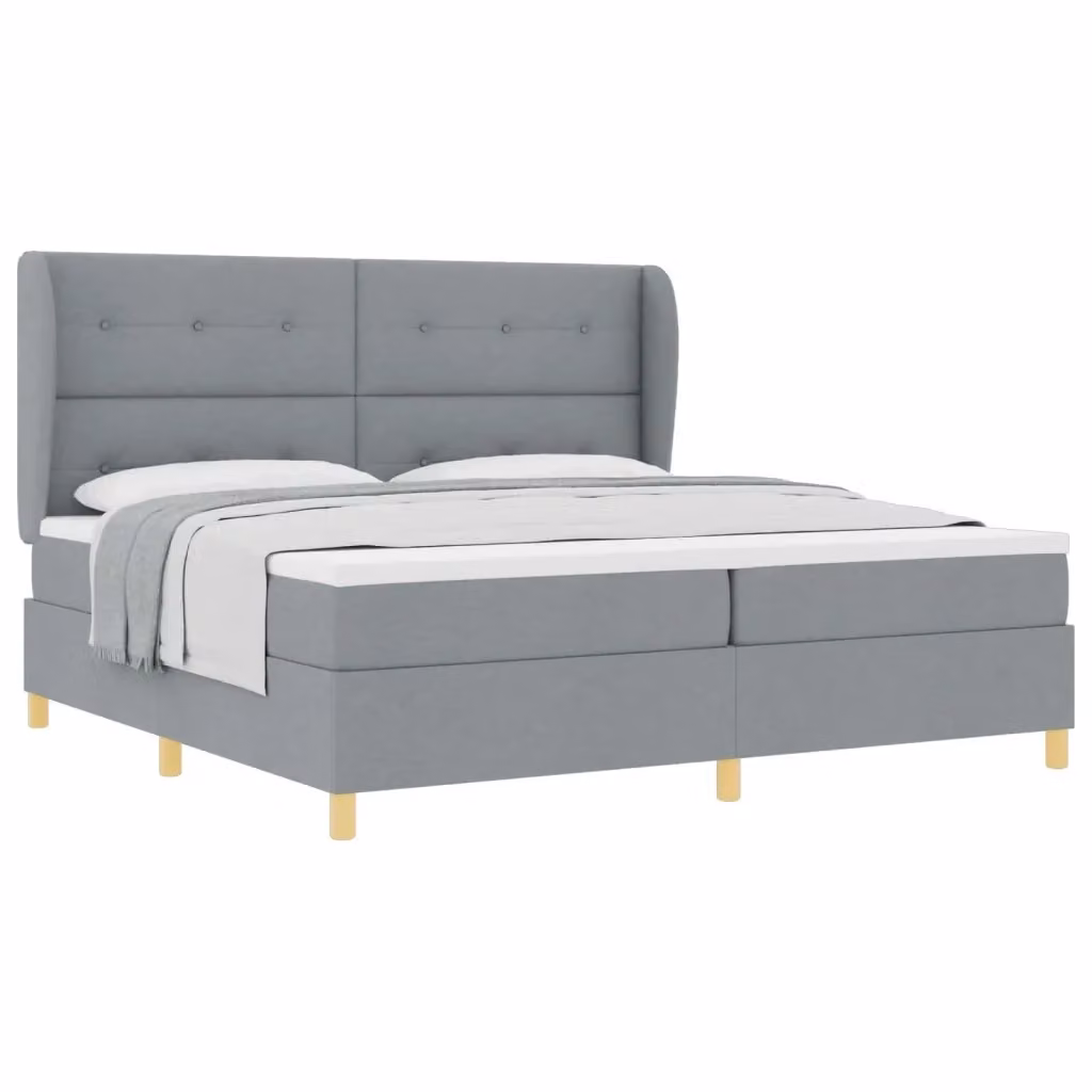 Letto ibrido con molle e schiuma vidaXL con testiera in tessuto grigio L: 200 cm, P: 200 cm, H: 280 cm – 2