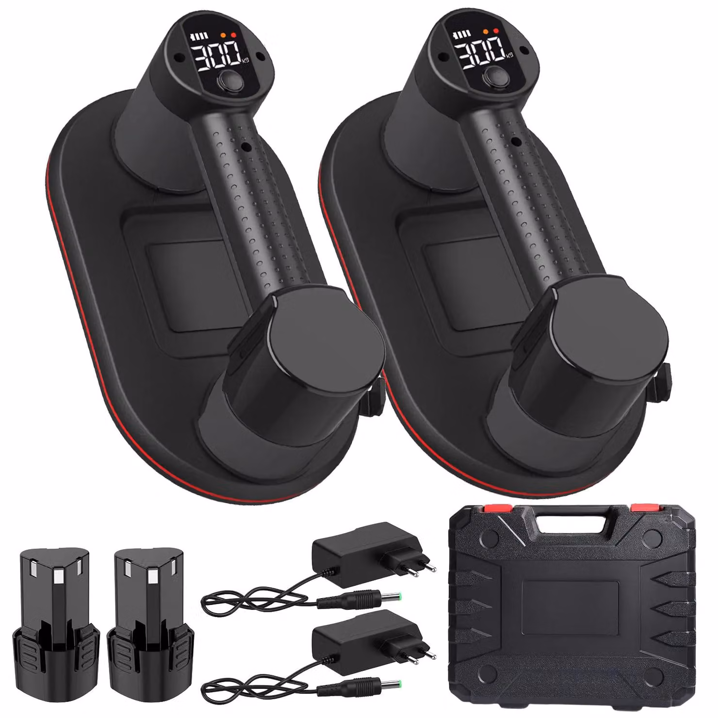 Ventosa elettrica, doppio motore, elevata capacità di carico, colore nero, set da 2
