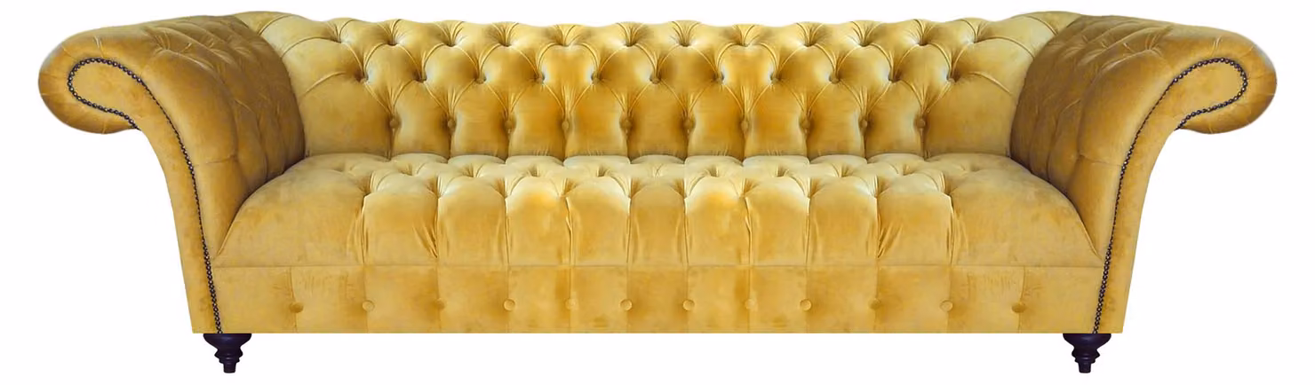 Chesterfield Wohnzimmer Gelbe Textilcouch Moderne Polstersofas Möbel