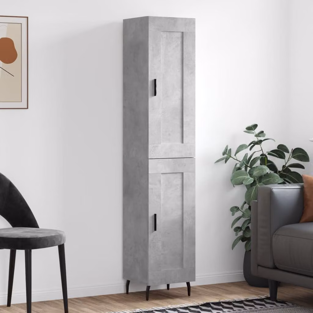 Credenza moderna vidaXL in legno e metallo Grigio, sospesa, L/P/H: 34,5 x 34 x 180 cm