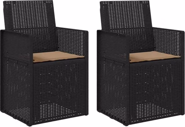 Set di 2 sedie da giardino con braccioli in plastica, design moderno, colori antracite e beige – 1